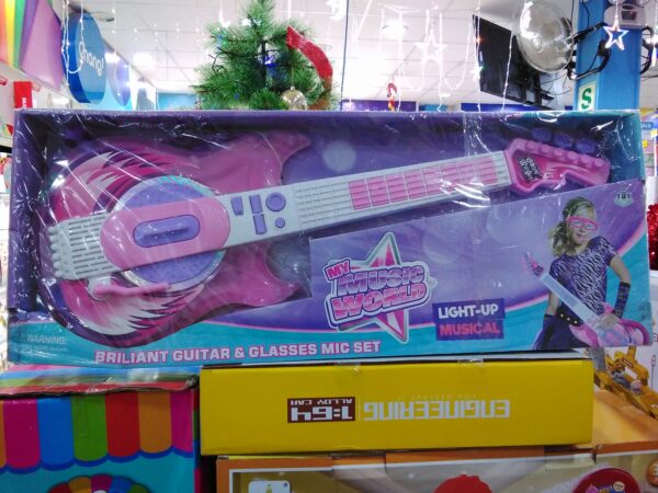 JUGUETE GUITARRA Y MICROFONO ROSADO MY6969-61A