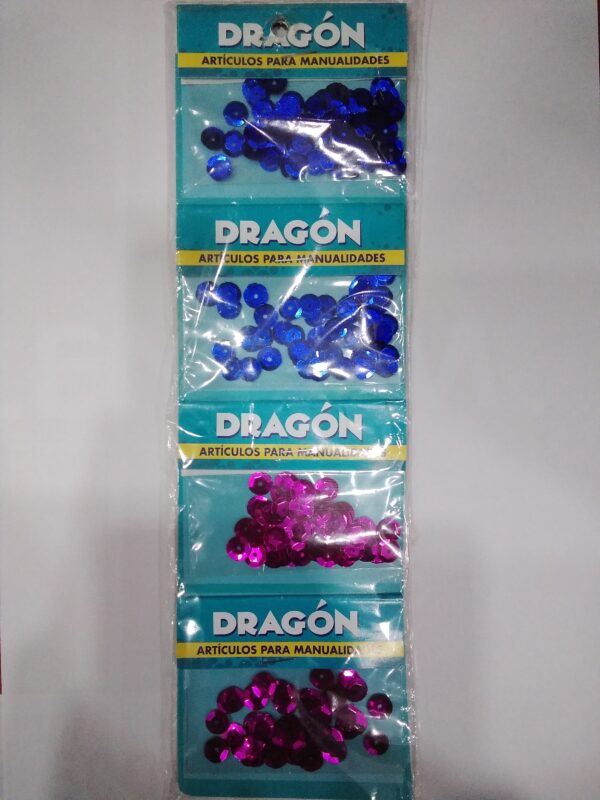 TR-LENTEJUELAS DRAGON D/COLOR BLIST X5