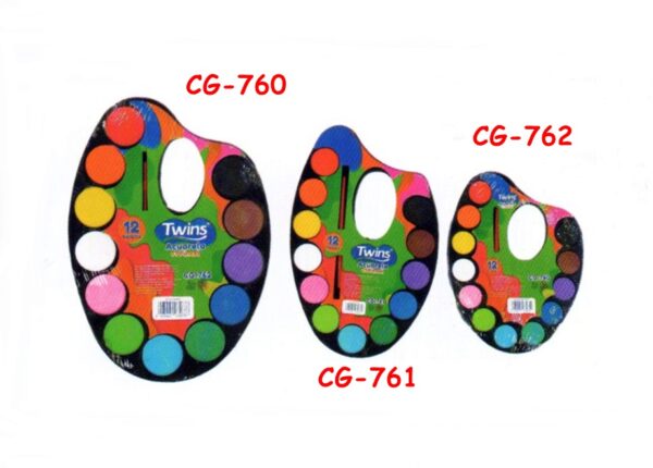 ACUARELA TWISN T/RIÑON C/PALETA X12 COLORES+PINCEL CG-761