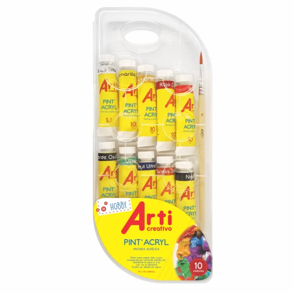 PINTURA ARTI A´CRYL 10 X 1ML + PINCEL (TACPA001)