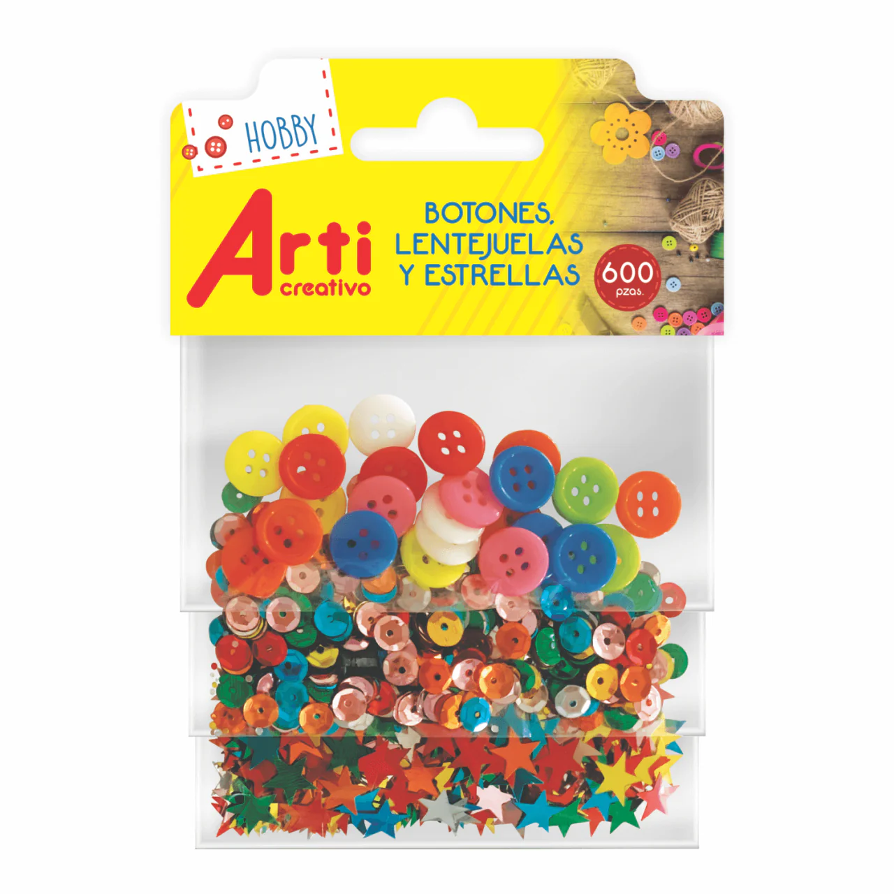 ARTI CREATIVO STICKERS BOTONES Y LENTEJUELAS X 600 PZA